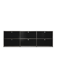 Load the image into the gallery viewer, USM Haller Sideboard mit Klappen - 227 x 74 cm, schwarz RAL 9011
