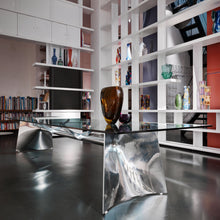 Charger l'image dans la galerie, Baleri Italia Fratino, Esstisch mit Glasplatte & Aluminiumgestell