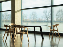 Load the image into the gallery viewer, Prostoria Rhomb Stuhl – Designstuhl aus Massivholz mit Armlehnen