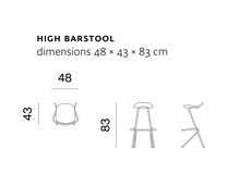 Charger l'image dans la galerie, Prostoria Barhocker Strain, filigranes Metallgestell & ergonomischer Holzsitz