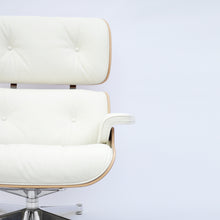 Afbeelding in Gallery-weergave laden, Vitra Eames Lounge Chair & Ottoman, poliert, Amerikanischer Kirschbaum, Leder Premium F Snow (XL / Neue Maße)