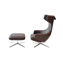 Carica l'immagine nel visualizzatore di Gallery, Vitra Grand Repos Sessel & Ottoman Leder mit Kontrastnaht