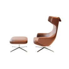 Carica l'immagine nel visualizzatore di Gallery, Vitra Grand Repos Sessel & Ottoman Leder mit Kontrastnaht