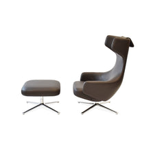 Carica l'immagine nel visualizzatore di Gallery, Vitra Grand Repos Sessel & Ottoman Leder mit Kontrastnaht