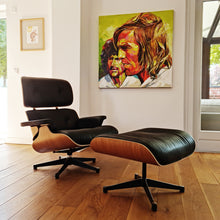 Lade das Bild in den Galerie-Viewer, Vitra Lounge Chair & Ottoman - Amerikanischer Kirschbaum / Leder Premium F Nero (XL / Neue Maße)