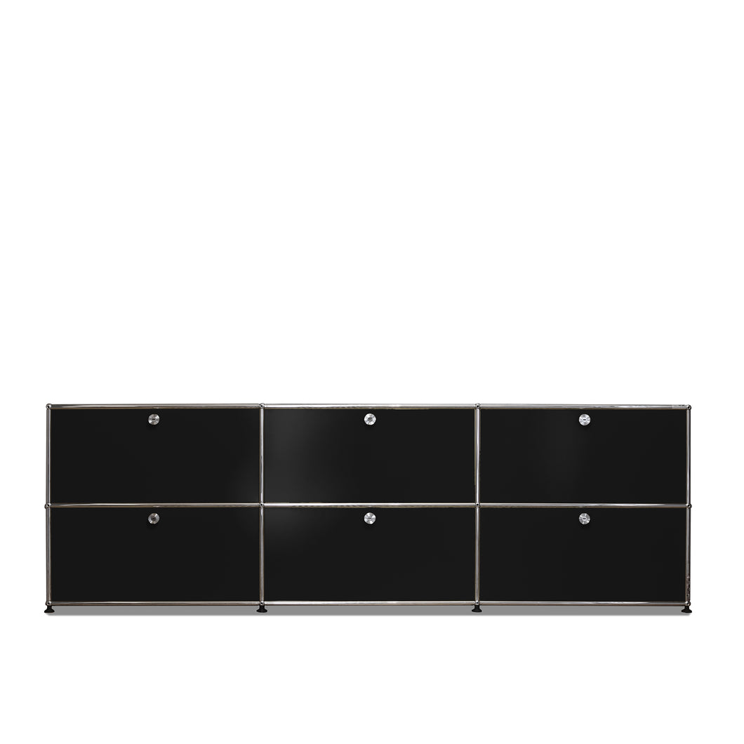 USM Haller Sideboard mit Klappen - 227 x 74 cm, schwarz RAL 9011