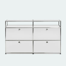 Charger l&#39;image dans la galerie, USM Haller Sideboard L mit 4 Klappen und 2 offenen Fächern B1523 x H915 x T373mm
