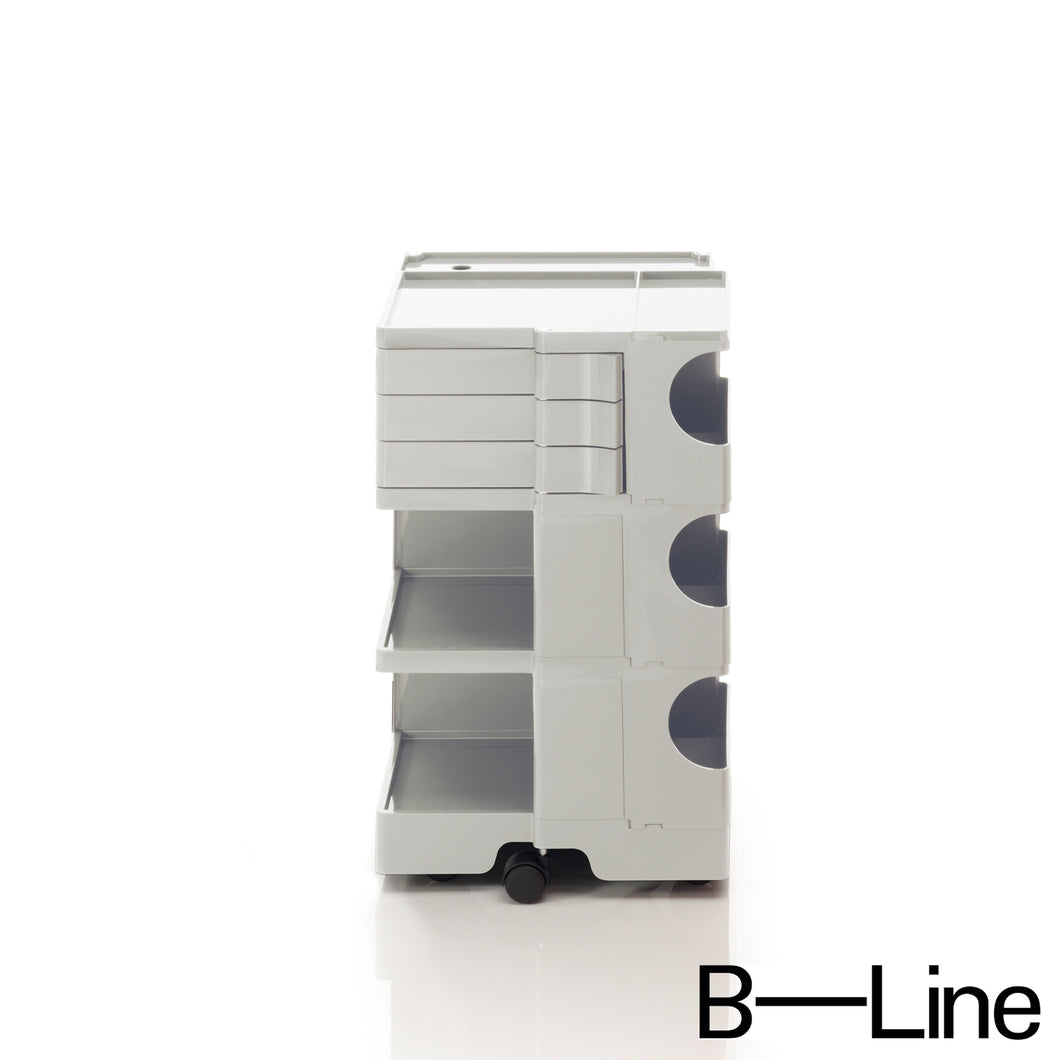 B-Line Boby B33 Büro Rollcontainer mit 3 Schwenkfächern, Design Joe Colombo
