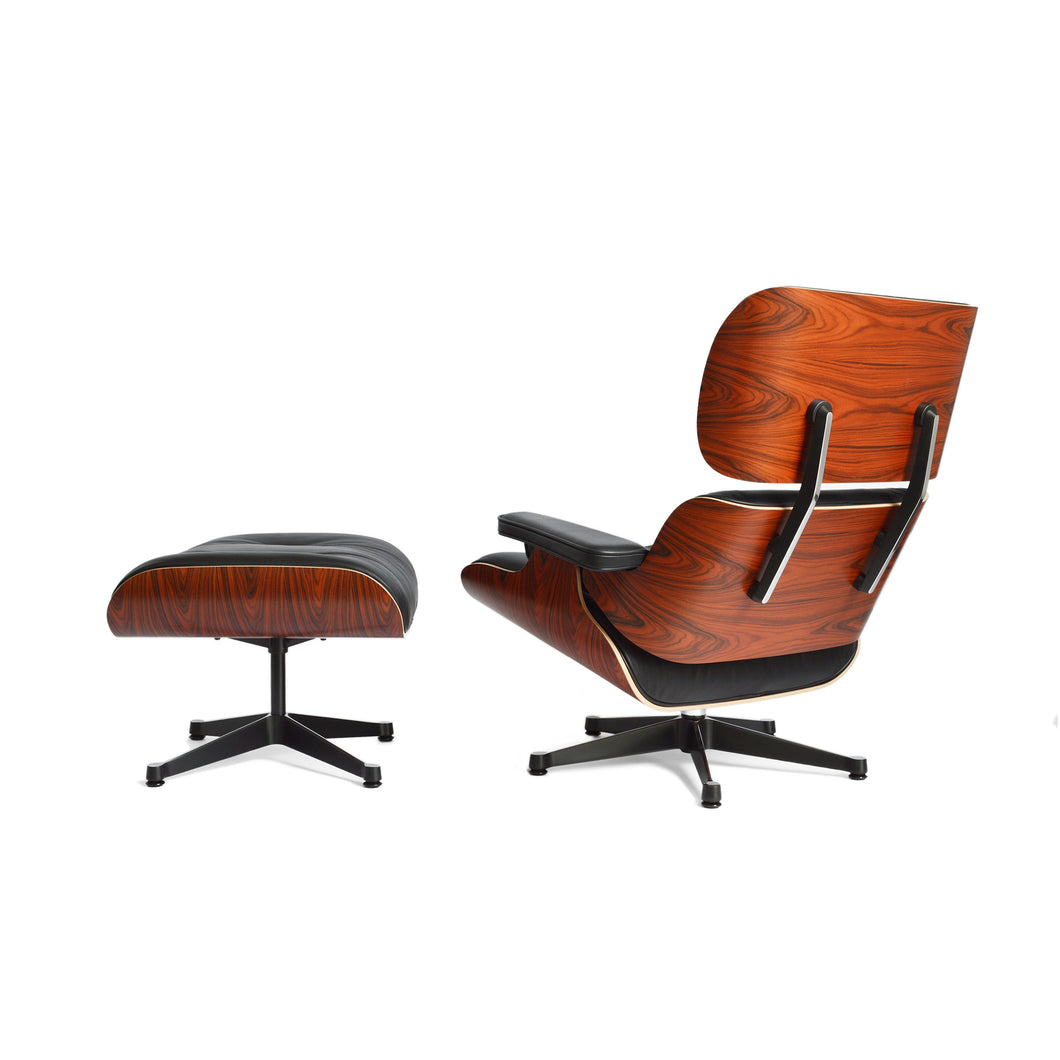 Vitra Eames Lounge Chair & Ottoman Santos Palisander, Leder Premium F Nero (Klassische Maße)